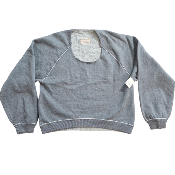 FREE PEOPLE We The Free Grey Pullover Sweatshirt NWT sz L - Picture 4 of 11